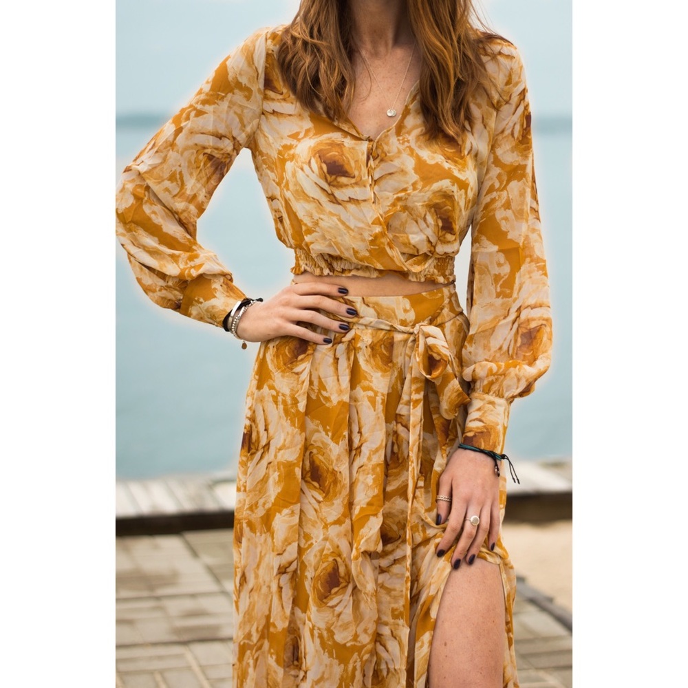 Two piece mustard dress